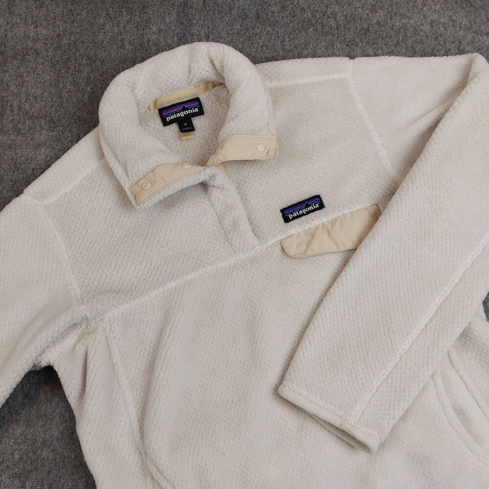 Patagonia Women's Snap-T Re-Tool 1/4 Zip Pullover Fleece Cream Ivory Size Medium